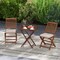 28" Tall Teak Wood Folding Tray Table with Carry Handles and Removable Top Compact Storage